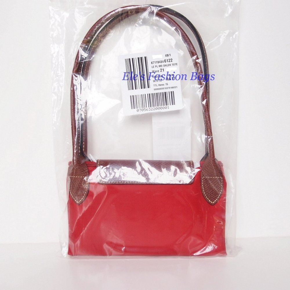 NWT LONGCHAMP Le Pliage Medium/Small Shoulder Tote Burnt Red AUTHENTIC - Picture 6 of 16